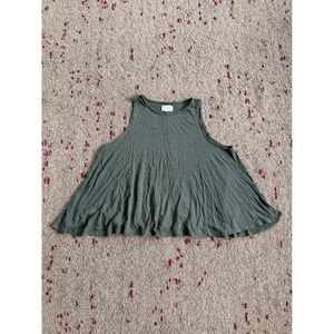 Lou & Grey Womens Olive Green 100% Linen Swing Tank Top Size M Flowy Boho
